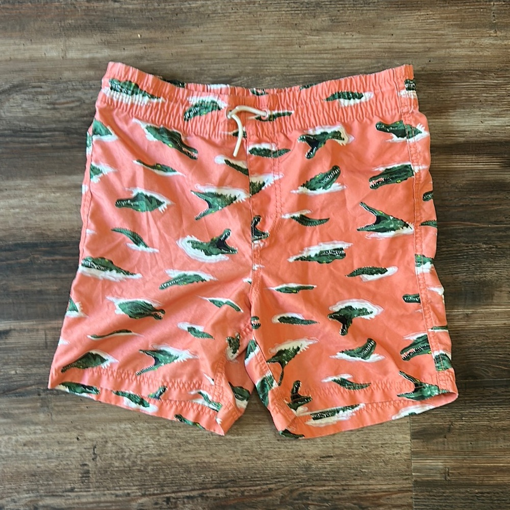 Coral Swim Shorts with Alligator Print